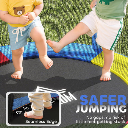 Kids Trampoline with Enclosure Net and Steel Frame for Ages 3-6 Years - Multicoloured
