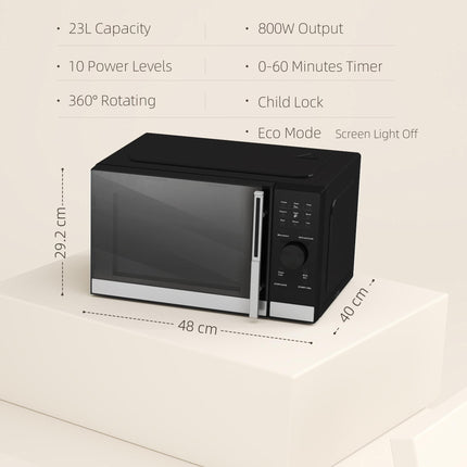 23L 800W Microwave Oven, Digital Solo Microwave with 10 Power Levels, Automatic