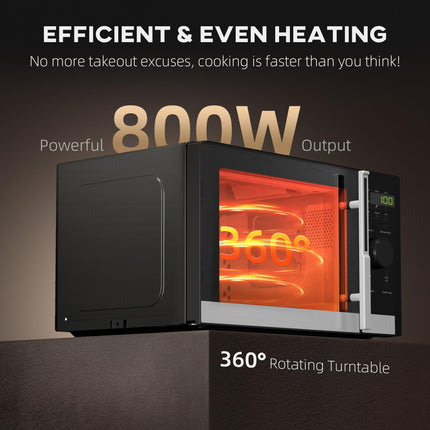23L 800W Microwave Oven, Digital Solo Microwave with 10 Power Levels, Automatic