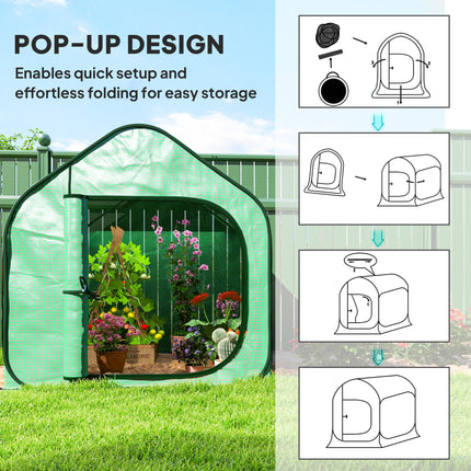 150 x 148cm Pop-Up Greenhouse with 140g/m² Plastic Cover - Green