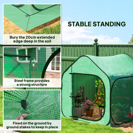 150 x 148cm Pop-Up Greenhouse with 140g/m² Plastic Cover - Green