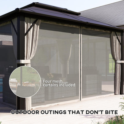 3 x 4m Hardtop Gazebo Canopy with UPF30+ Double Polycarbonate Roof, Aluminium Fr
