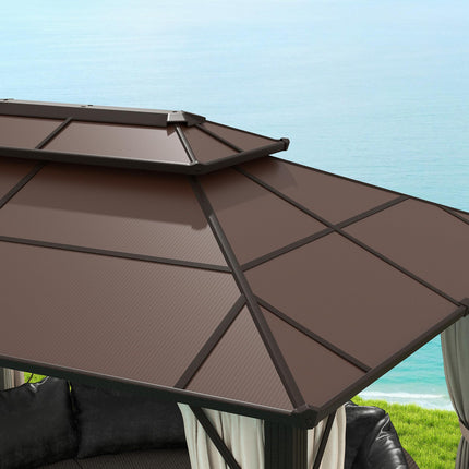 3 x 4m Hardtop Gazebo Canopy with UPF30+ Double Polycarbonate Roof, Aluminium Fr