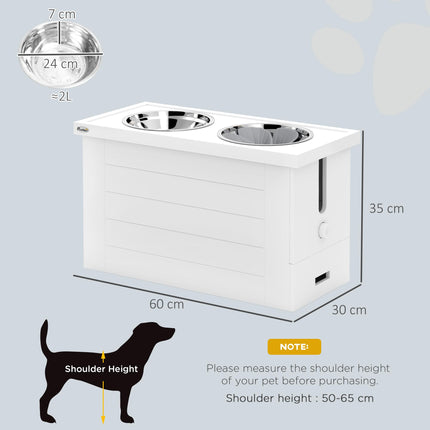 Raised Dog Bowls w/ Slow Feeder Mat, Storage Cabinet, Three Stainless Steel Bowl