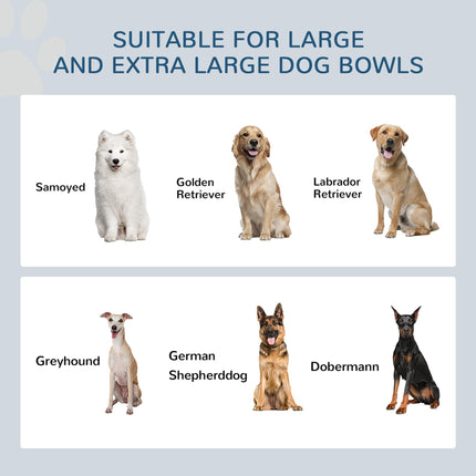 Raised Dog Bowls w/ Slow Feeder Mat, Storage Cabinet, Three Stainless Steel Bowl