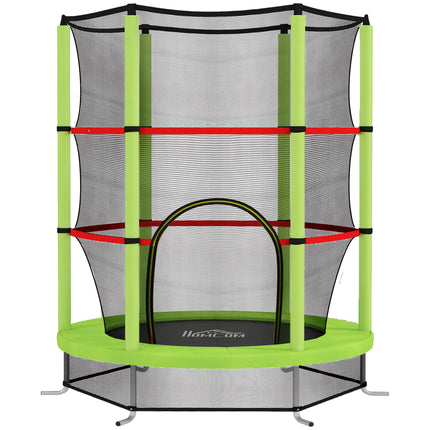 Kids Trampoline with Enclosure Net and Steel Frame for Ages 3-6 Years - Green