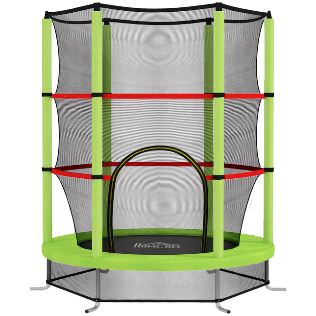 Kids Trampoline with Enclosure Net and Steel Frame for Ages 3-6 Years - Green