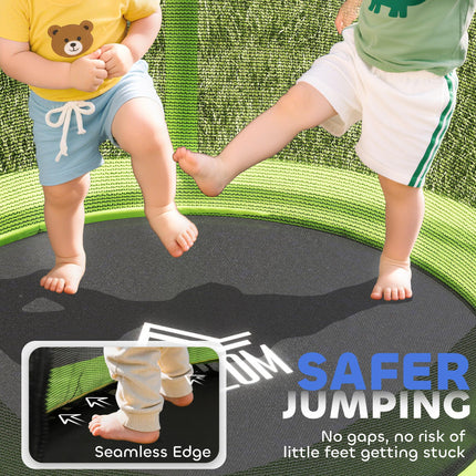Kids Trampoline with Enclosure Net and Steel Frame for Ages 3-6 Years - Green