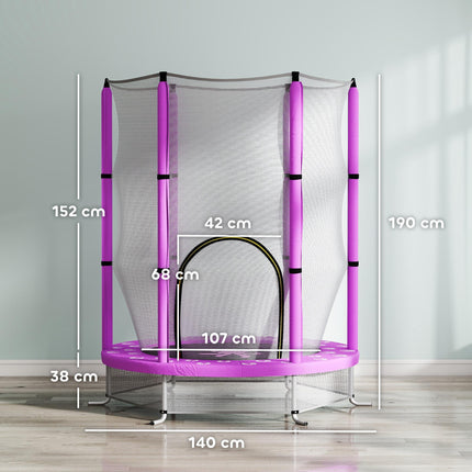 4.6ft Toddler Trampoline w/ Safety Enclosure Net, for Indoor Outdoor Use, Ages 3-6 Years, Purple