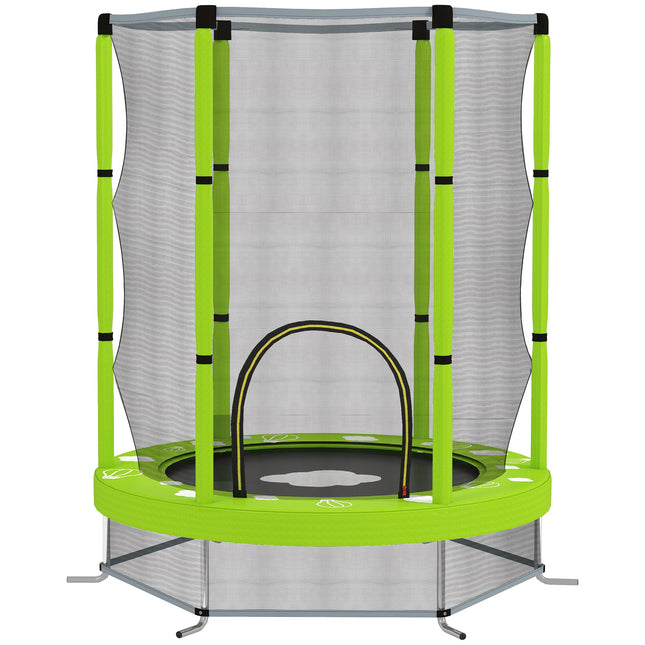 4.6ft Toddler Trampoline w/ Safety Enclosure Net, for Indoor Outdoor Use, Ages 3-6 Years, Green