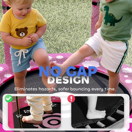 4.6FT Toddler Trampoline with Safety Enclosure Net for Ages 3-6 Years - Pink Sun Pattern