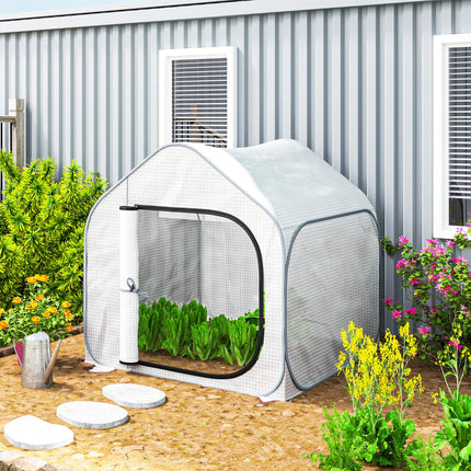 Portable Pop-Up Greenhouse 150 x 148cm with Plastic Cover - White