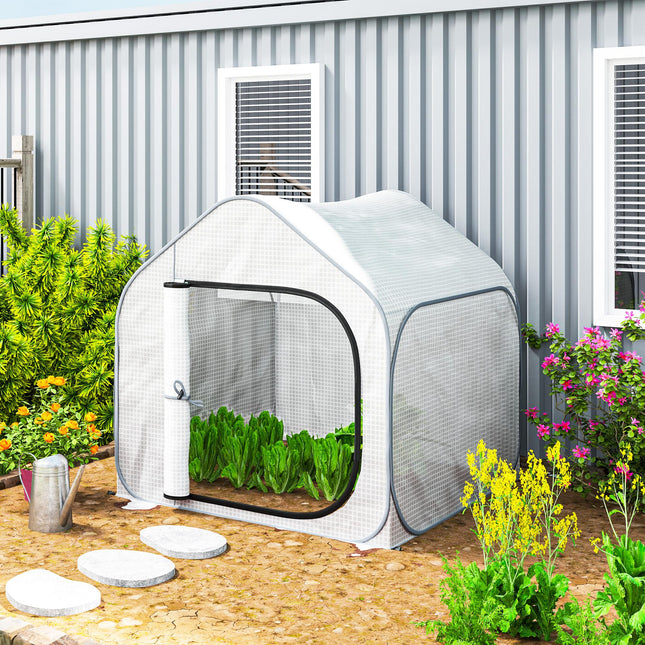 Portable Pop-Up Greenhouse 150 x 148cm with Plastic Cover - White