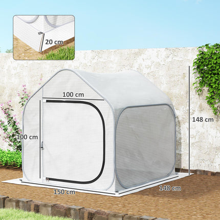Portable Pop-Up Greenhouse 150 x 148cm with Plastic Cover - White
