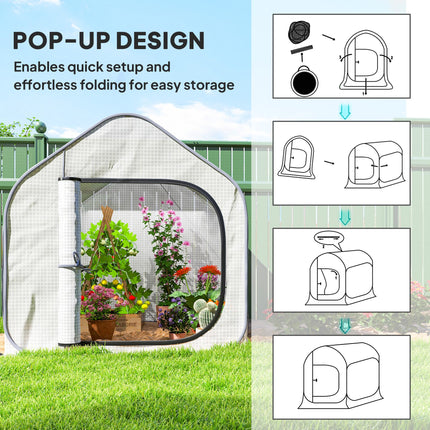 Portable Pop-Up Greenhouse 150 x 148cm with Plastic Cover - White