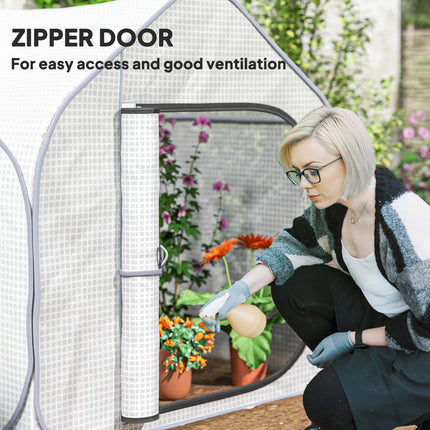 Portable Pop-Up Greenhouse 150 x 148cm with Plastic Cover - White