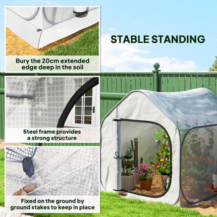 Portable Pop-Up Greenhouse 150 x 148cm with Plastic Cover - White