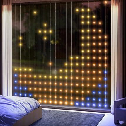 Smart LED Curtain Fairy Lights 3x3m 400 RGBIC LEDs with Remote & App Control - Colour Changing