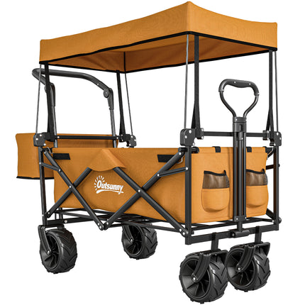 120L Folding Festival Trolley Cart with Removable Canopy - Orange