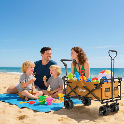 120L Folding Festival Trolley Cart with Removable Canopy - Orange