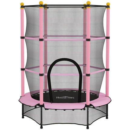 4.6FT Kids Trampoline with Safety Enclosure for Ages 3-10, Indoor Outdoor Use - Pink
