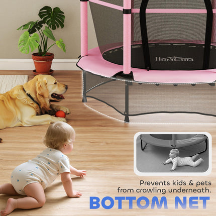 4.6FT Kids Trampoline with Safety Enclosure for Ages 3-10, Indoor Outdoor Use - Pink
