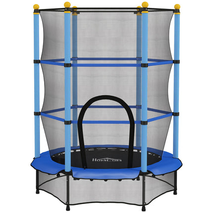 4.6FT/55" Kids Trampoline with Safety Enclosure for Ages 3-10, Indoor Outdoor Use - Blue