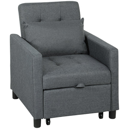 3-In-1 Chair Bed, Convertible Sleeper Chair with Adjustable Backrest, Pillow and