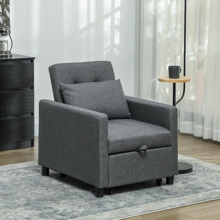 3-In-1 Chair Bed, Convertible Sleeper Chair with Adjustable Backrest, Pillow and