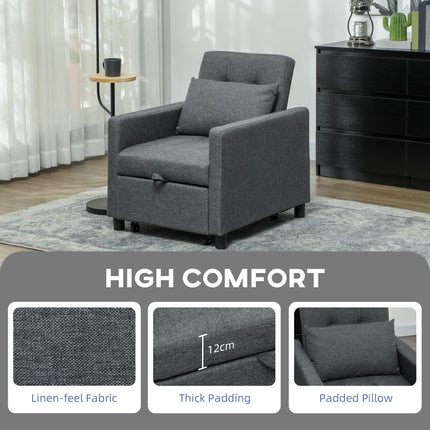 3-In-1 Chair Bed, Convertible Sleeper Chair with Adjustable Backrest, Pillow and