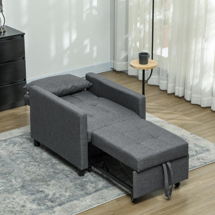 3-In-1 Chair Bed, Convertible Sleeper Chair with Adjustable Backrest, Pillow and