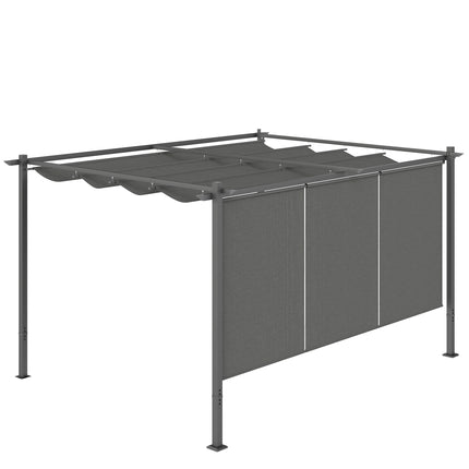 3 x 4m Metal Pergola Kit with Retractable Roof and UPF30+ Shade - Grey