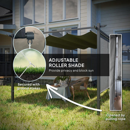 3 x 4m Metal Pergola Kit with Retractable Roof and UPF30+ Shade - Grey
