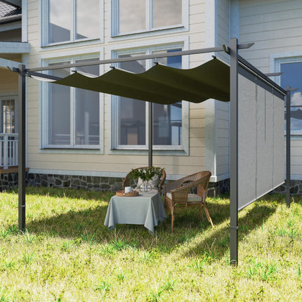 3 x 4m Metal Pergola Kit with Retractable Roof and UPF30+ Shade - Grey
