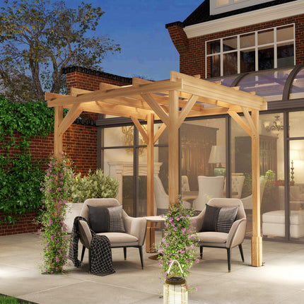 2 x 2 m Wooden Pergola Kit, Decorative Garden Gazebo Shelter with Stable Structu