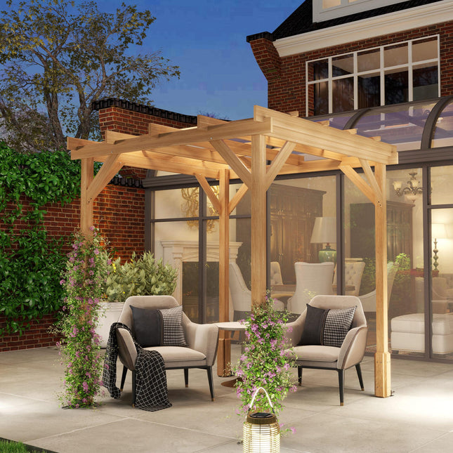 2 x 2 m Wooden Pergola Kit, Decorative Garden Gazebo Shelter with Stable Structu