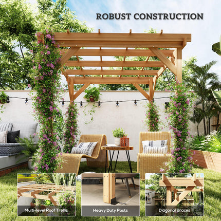 2 x 2 m Wooden Pergola Kit, Decorative Garden Gazebo Shelter with Stable Structu