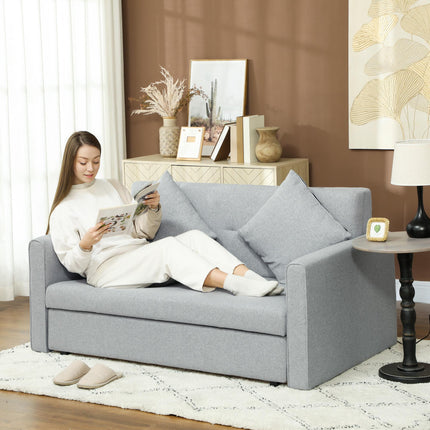 2 Seater Sofa Bed with Hidden Storage, Pull Out Convertible Bed Settee, Modern L