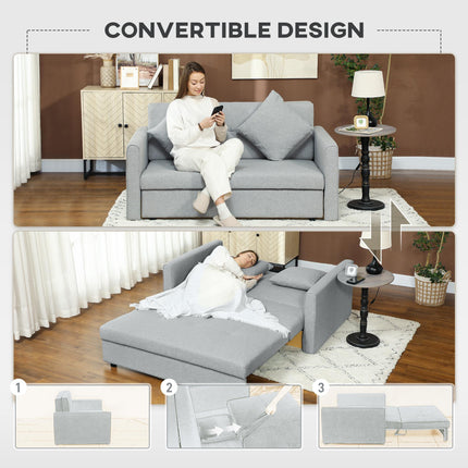 2 Seater Sofa Bed with Hidden Storage, Pull Out Convertible Bed Settee, Modern L