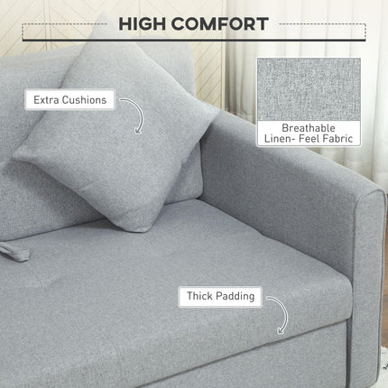 2 Seater Sofa Bed with Hidden Storage, Pull Out Convertible Bed Settee, Modern L