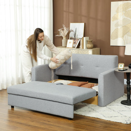 2 Seater Sofa Bed with Hidden Storage, Pull Out Convertible Bed Settee, Modern L