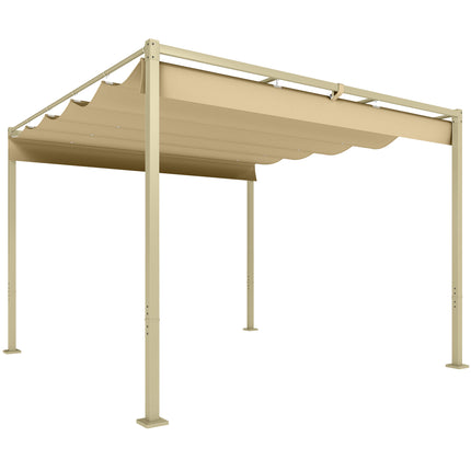 3 x 3 Metre Garden Pergola Kit with Retractable UPF30+ Canopy - Khaki