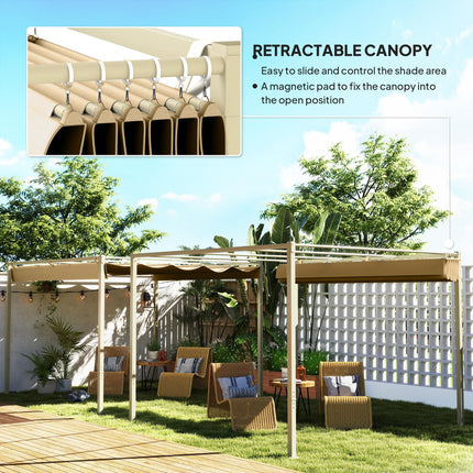 3 x 3 Metre Garden Pergola Kit with Retractable UPF30+ Canopy - Khaki