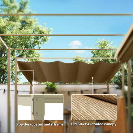 3 x 3 Metre Garden Pergola Kit with Retractable UPF30+ Canopy - Khaki