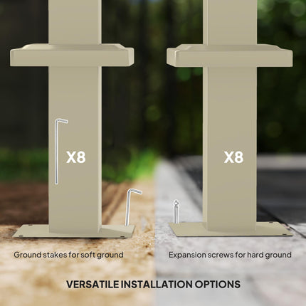 3 x 3 Metre Garden Pergola Kit with Retractable UPF30+ Canopy - Khaki