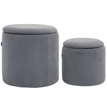 Modern Storage Ottoman Set with Removable Lids - Light Grey