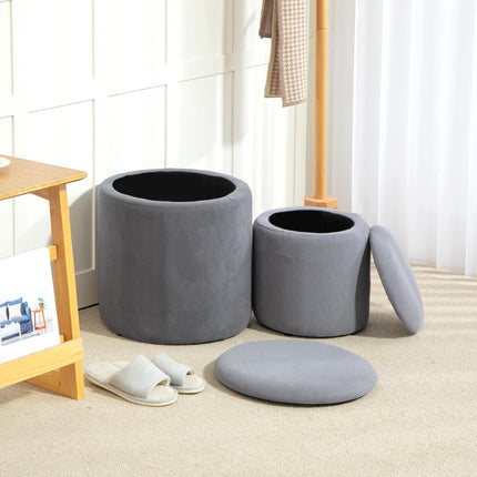 Modern Storage Ottoman Set with Removable Lids - Light Grey