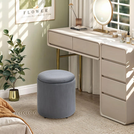 Modern Storage Ottoman Set with Removable Lids - Light Grey