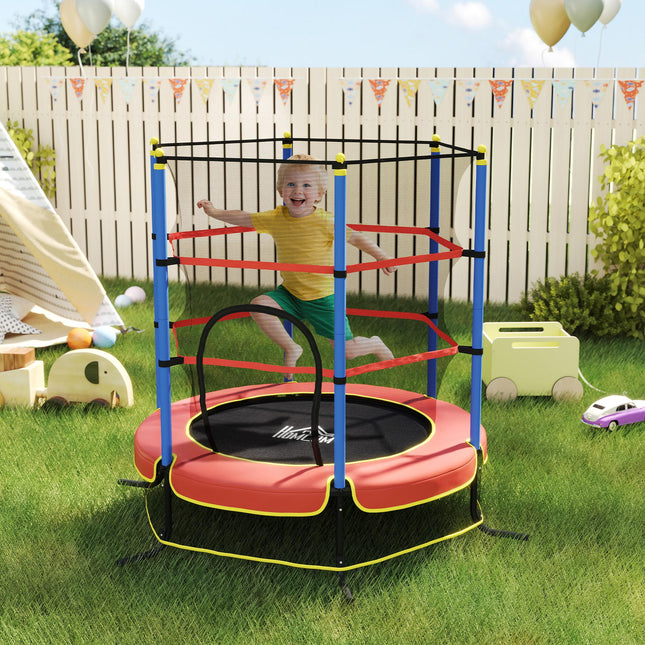 Kids Trampoline with Safety Net for Ages 3-10 Years - Blue, Red & Black