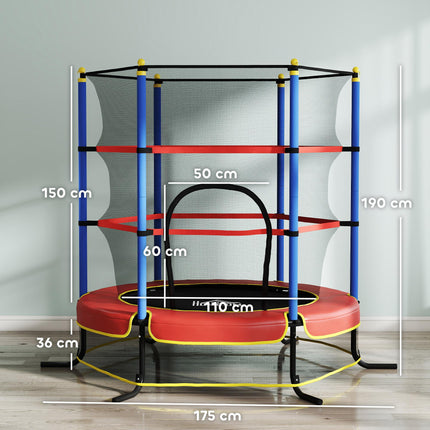 Kids Trampoline with Safety Net for Ages 3-10 Years - Blue, Red & Black
